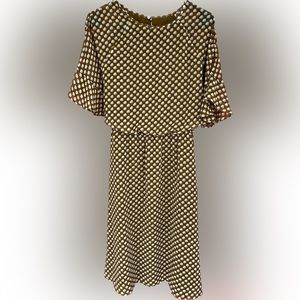 Beautiful ANN TAYLOR LOFT Size large Soft Stretch Lined Brown Patterned Dress